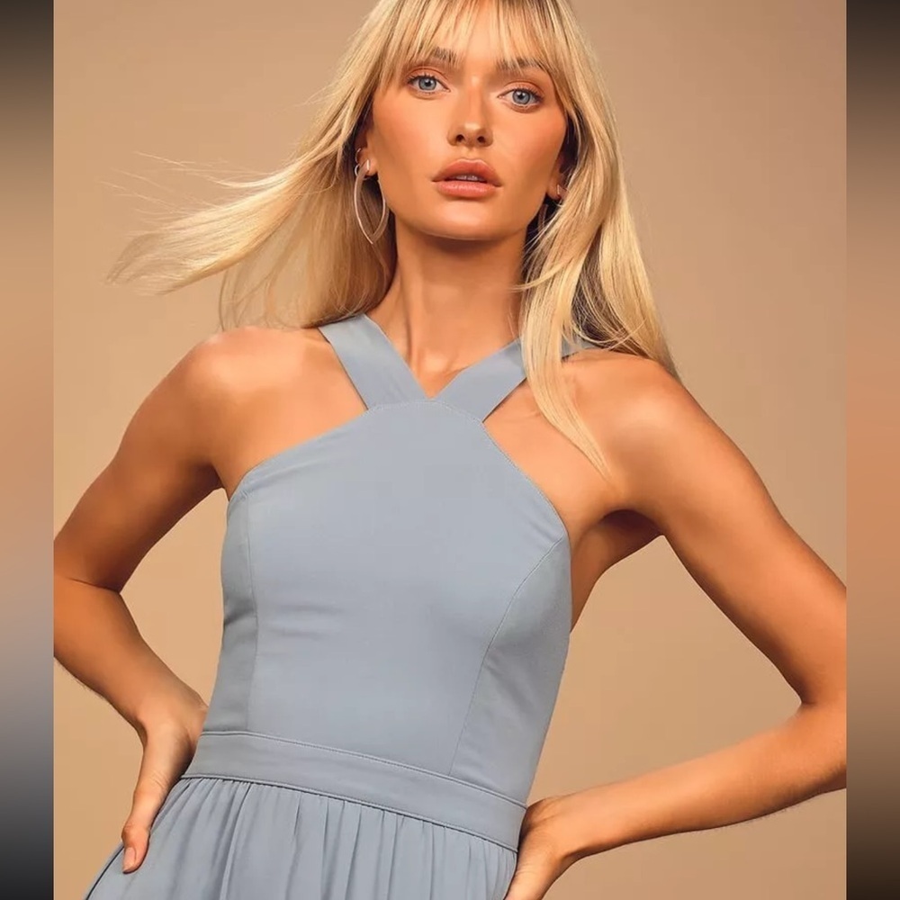 Lulus Air of Romance Light Blue Maxi Dress Size Small NWT - Picture 4 of 6